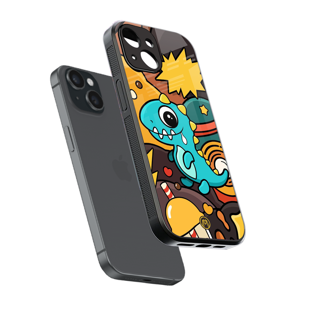 emerald green dinosaur back phone cover | glass case for iphone 15