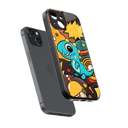 emerald green dinosaur back phone cover | glass case for iphone 15