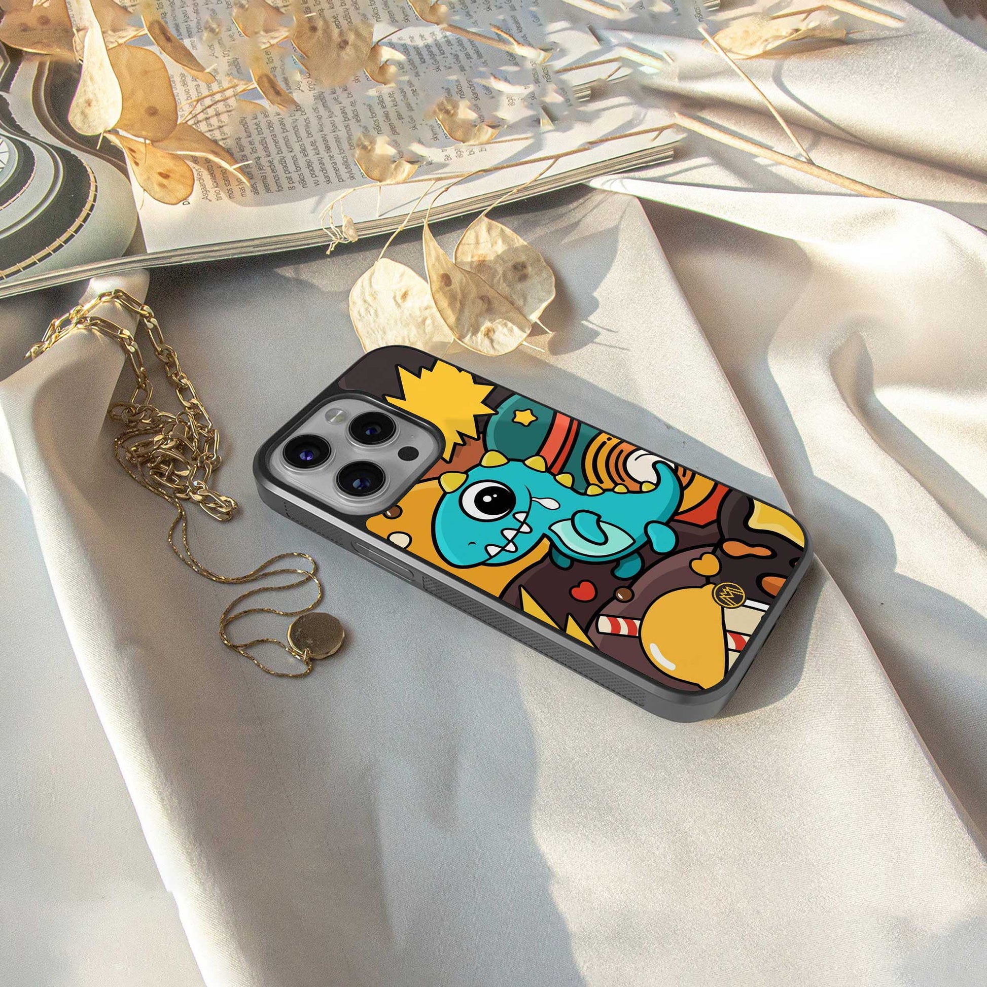 emerald green dinosaur back phone cover | glass case for nothing phone 2