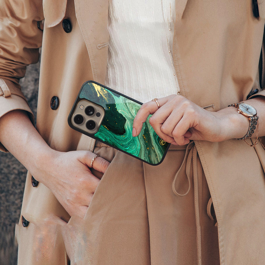 emerald pool back phone cover | glass case for iphone 16 pro