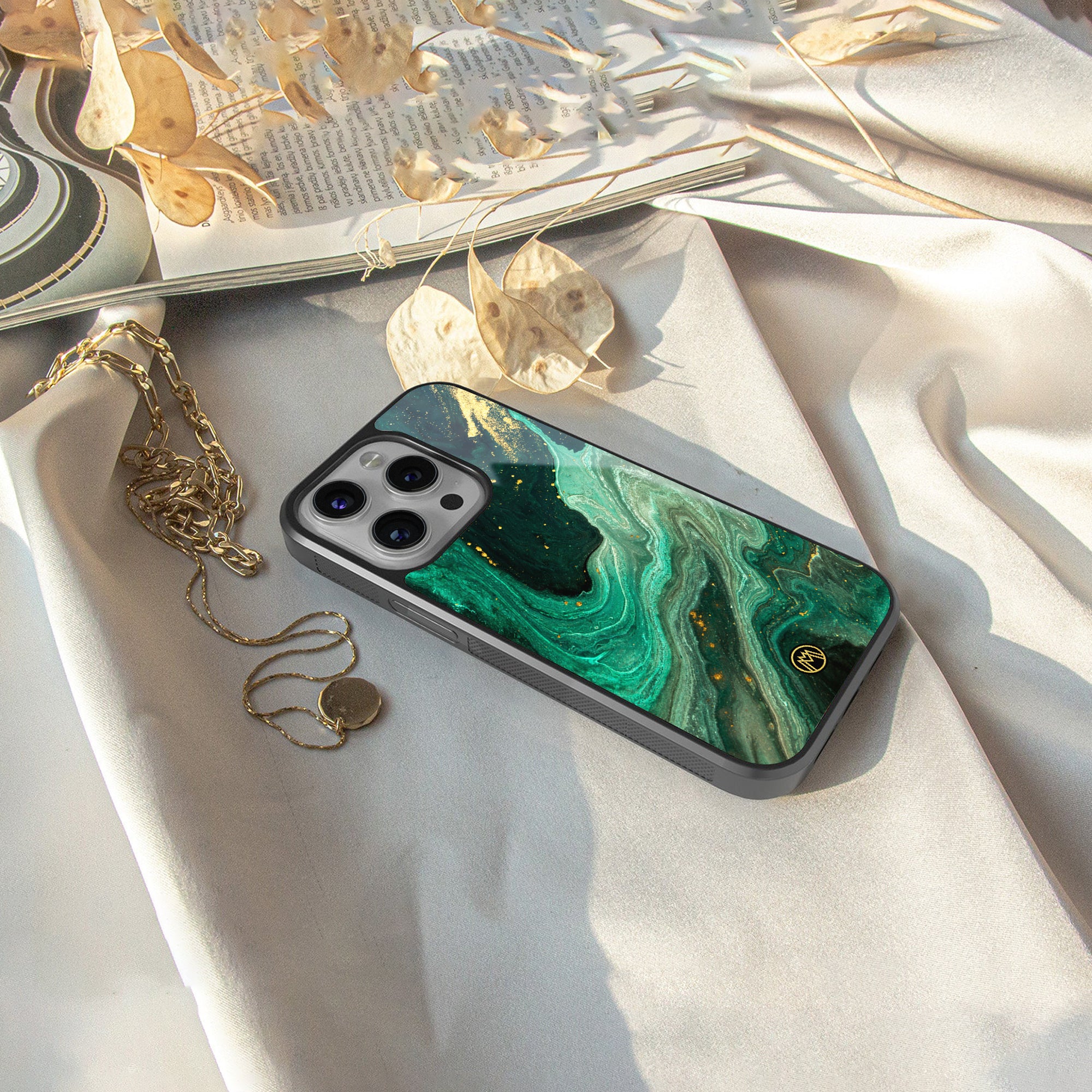 emerald pool back phone cover | glass case for iphone 16