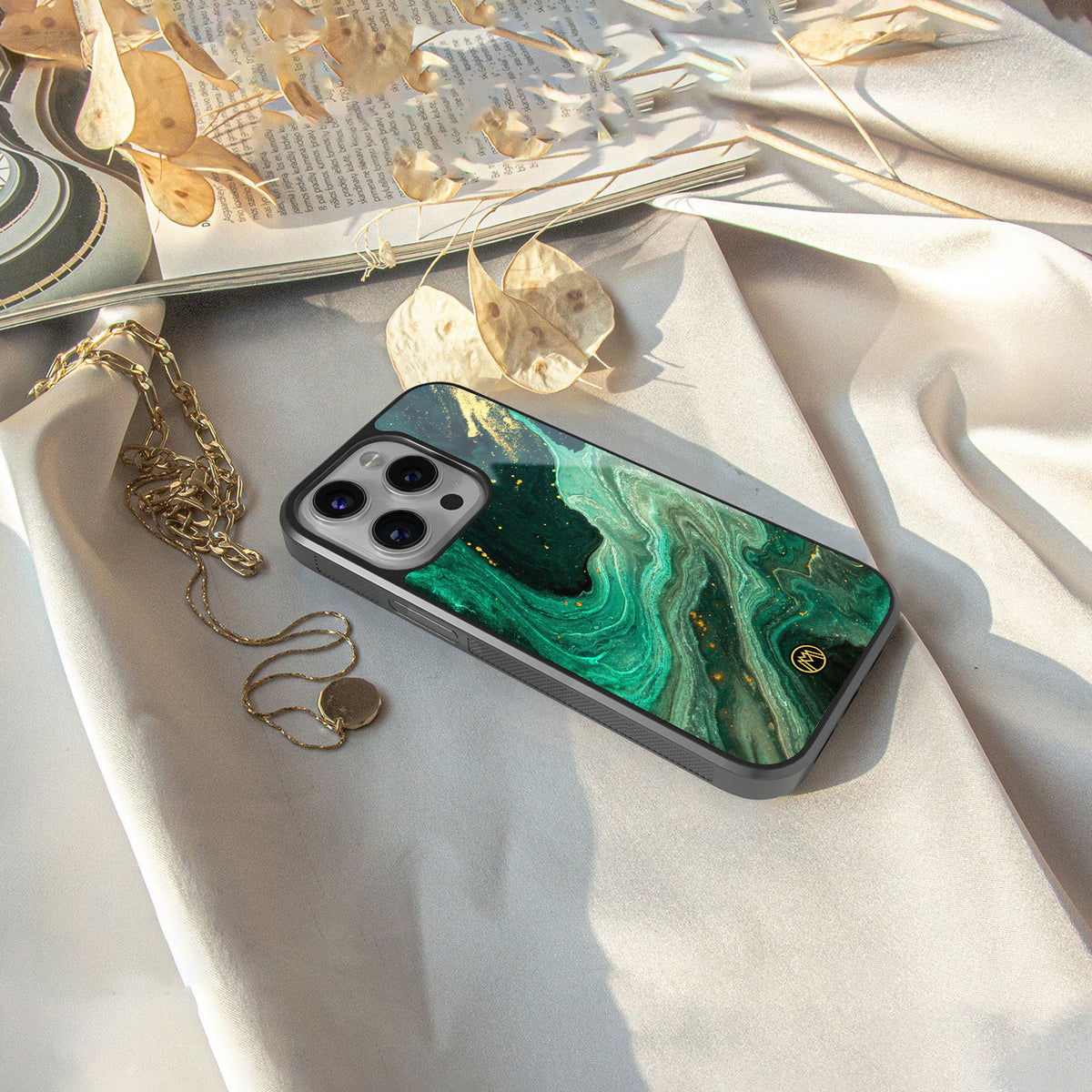 emerald pool back phone cover | glass case for iphone 16 pro