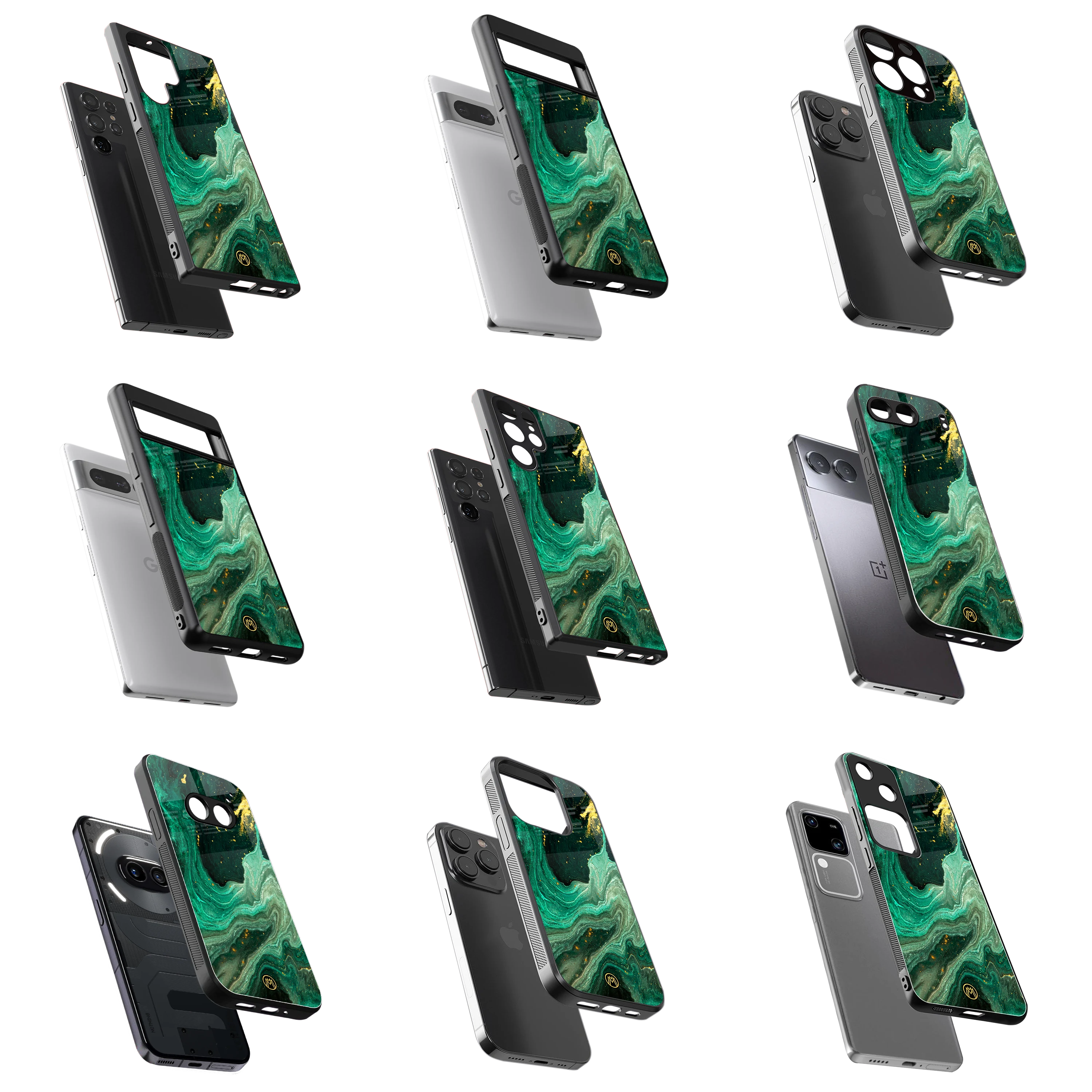 Durable Glass Back Mobile Case for iPhone, Samsung, OnePlus, Google Pixel, Redmi, Vivo, Oppo