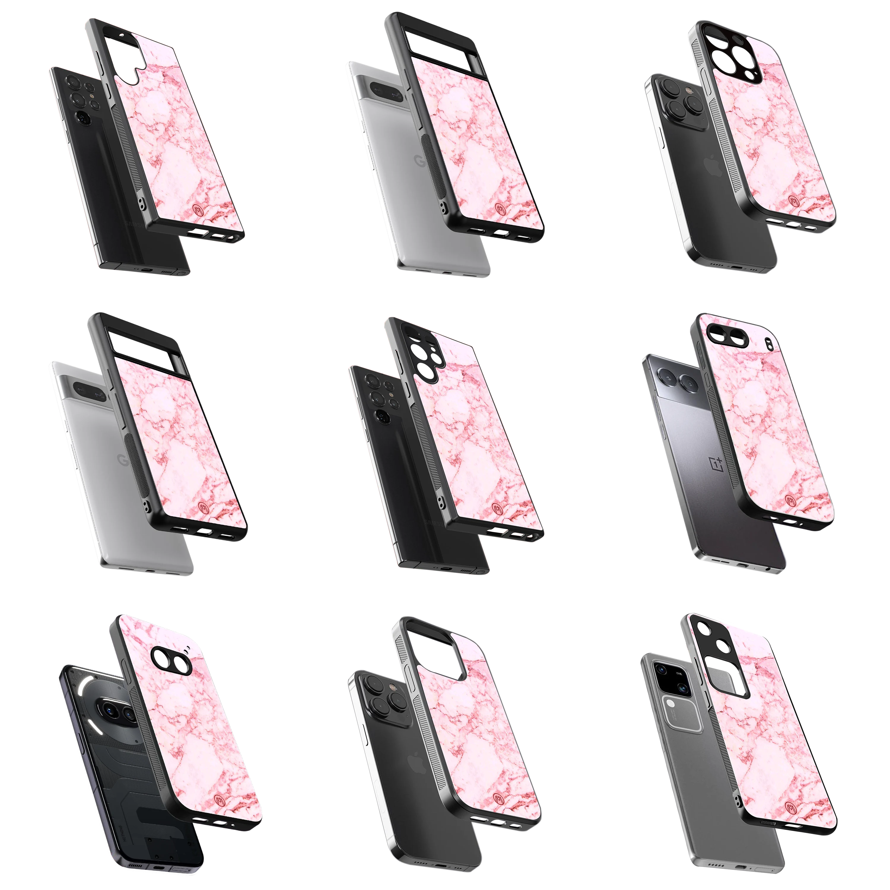 Durable Glass Back Mobile Case for iPhone, Samsung, OnePlus, Google Pixel, Redmi, Vivo, Oppo