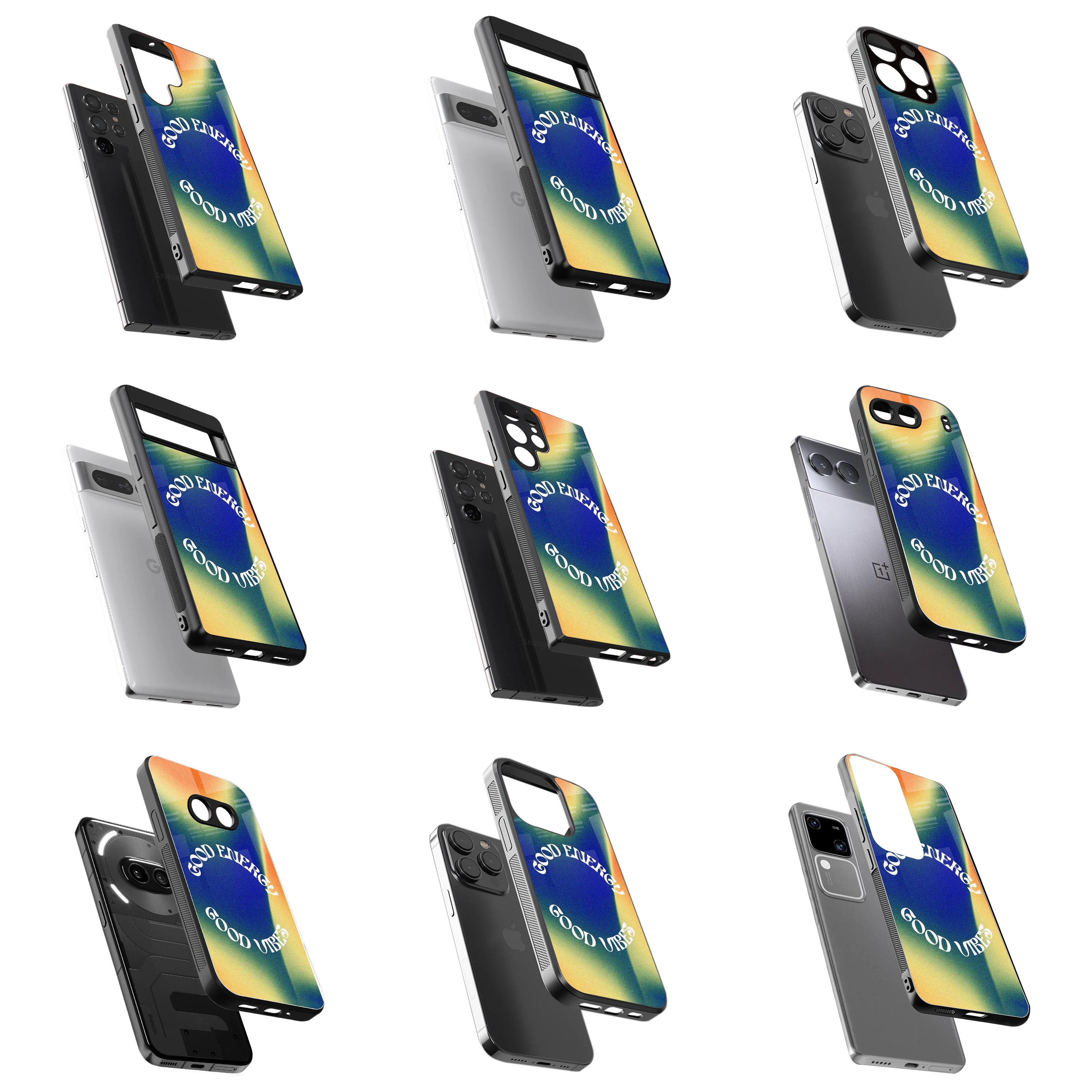 Durable Glass Back Mobile Case for iPhone, Samsung, OnePlus, Google Pixel, Redmi, Vivo, Oppo