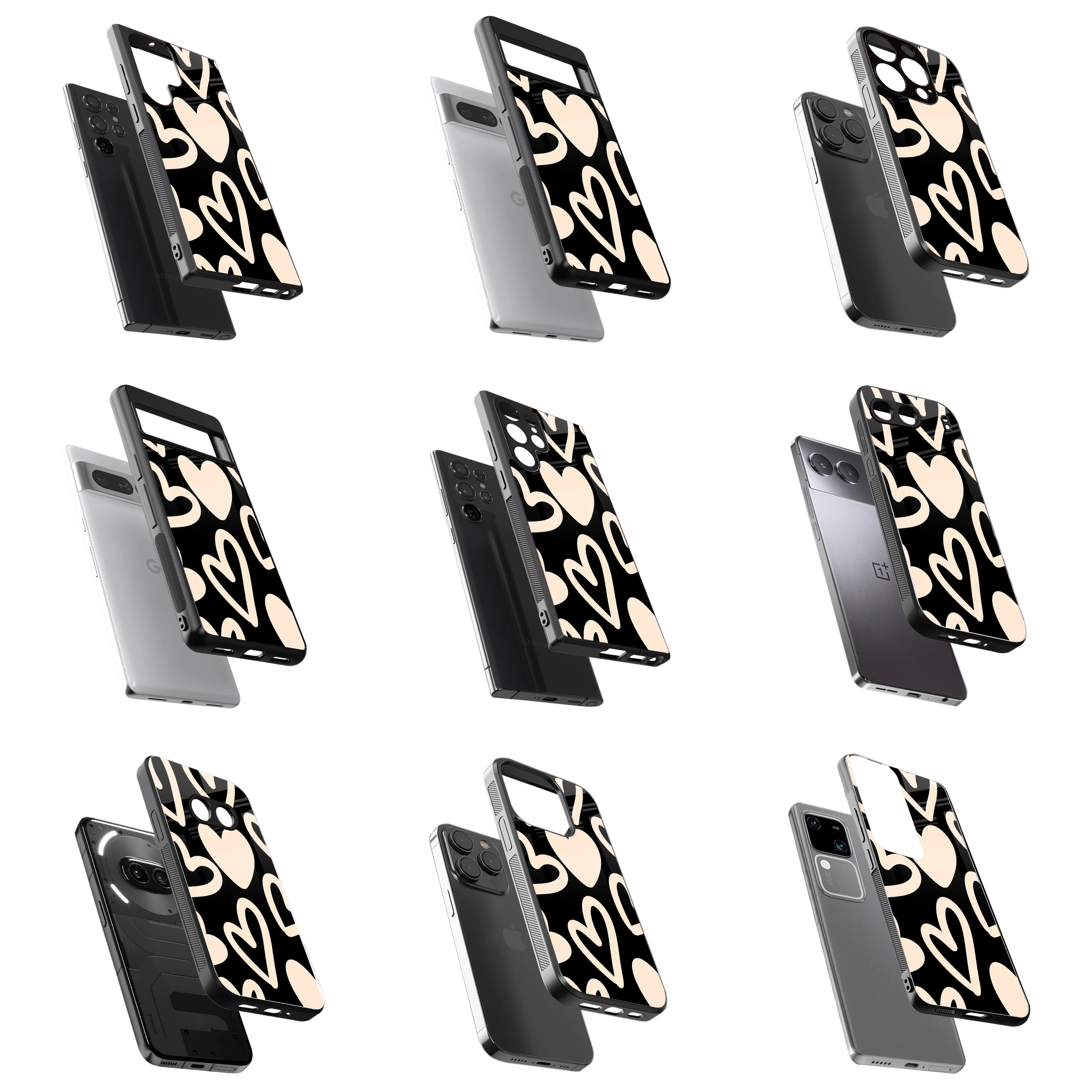 Durable Glass Back Mobile Case for iPhone, Samsung, OnePlus, Google Pixel, Redmi, Vivo, Oppo