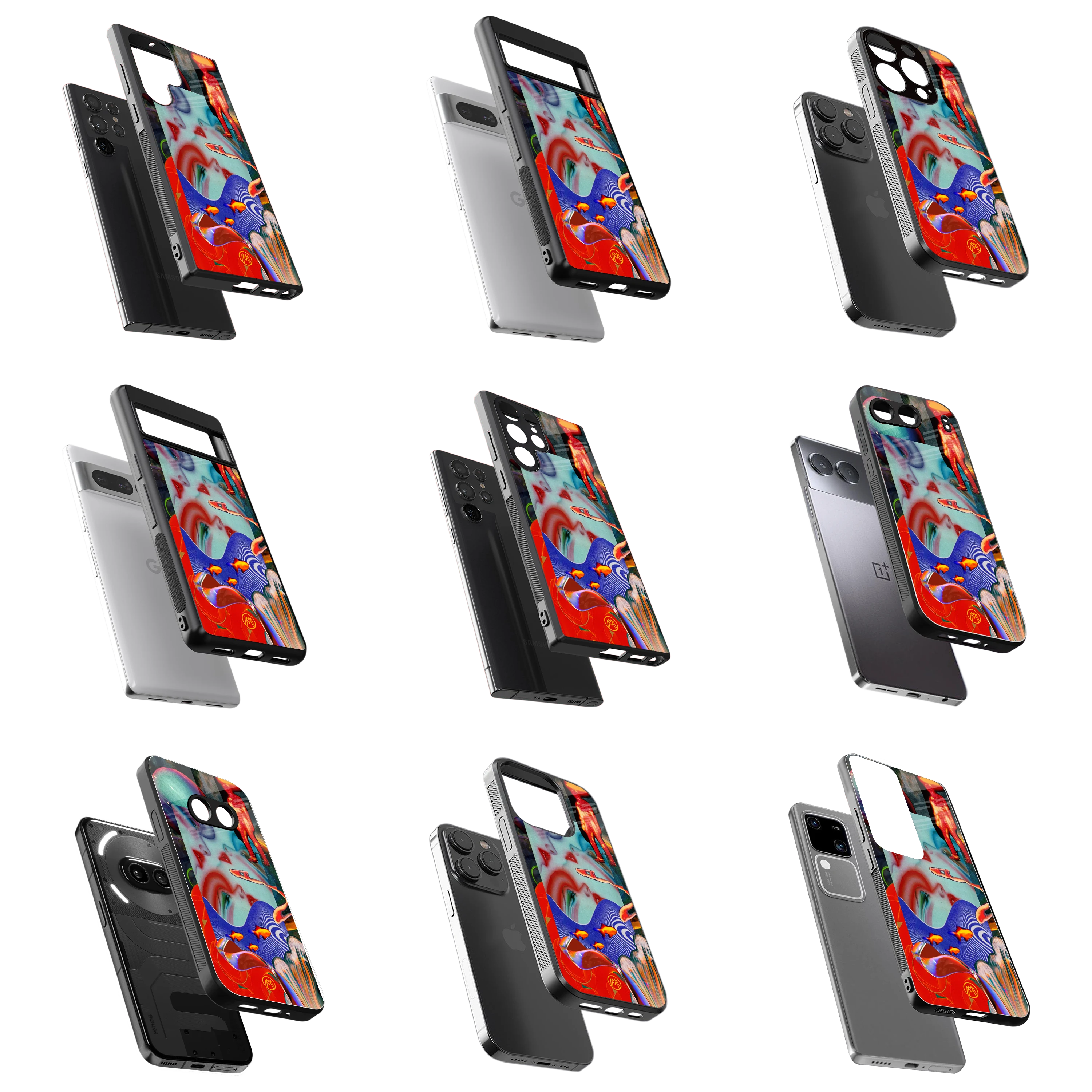 Durable Glass Back Mobile Case for iPhone, Samsung, OnePlus, Google Pixel, Redmi, Vivo, Oppo