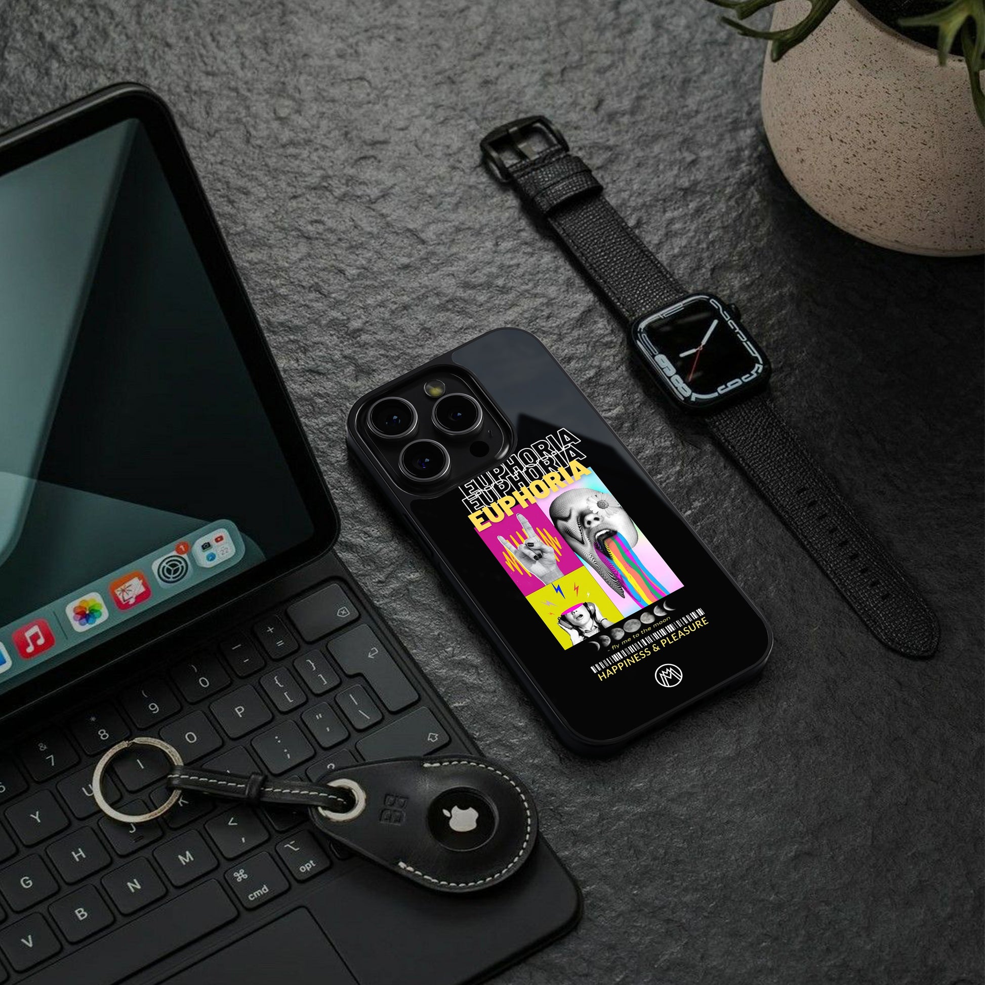 euphoria back phone cover | glass case for iphone 15 pro