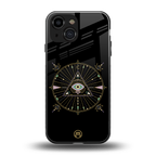 evil eye mandala black back phone cover | glass case for iphone 13 mini