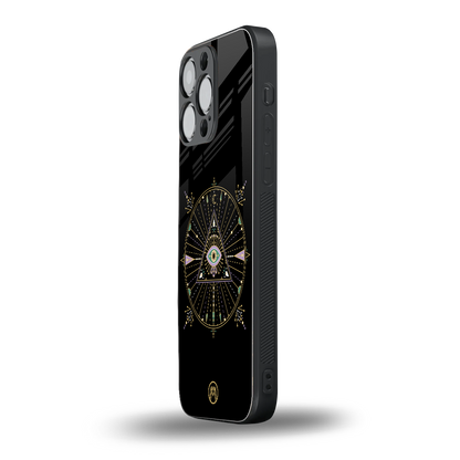 evil eye mandala black back phone cover | glass case for iphone 13 pro max