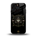 evil eye mandala black back phone cover | glass case for iphone 13 pro