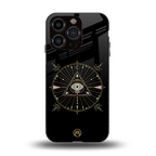 evil eye mandala black back phone cover | glass case for iphone 13 pro