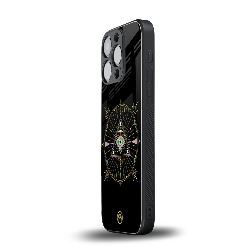 evil eye mandala black back phone cover | glass case for iphone 13 pro