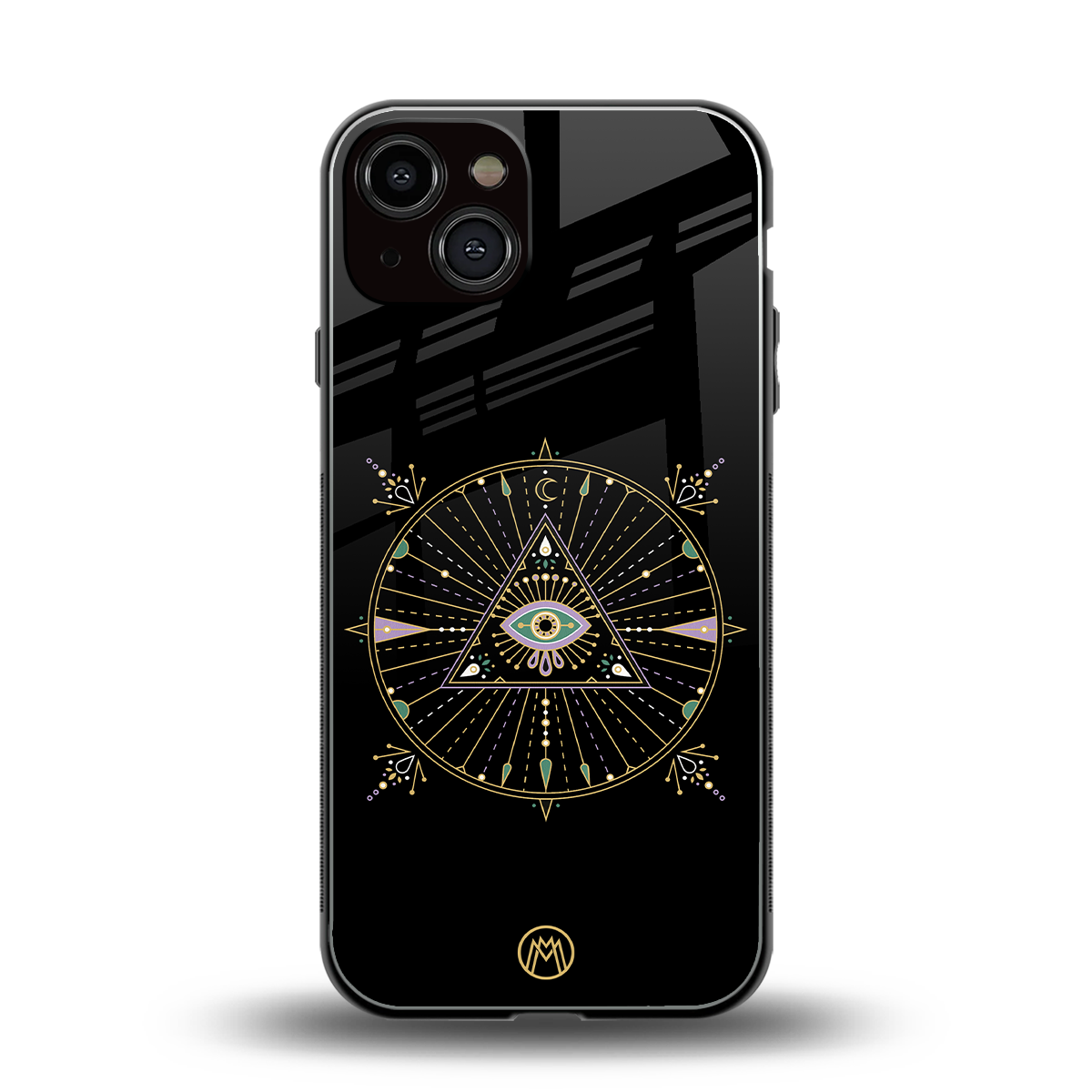 evil eye mandala black back phone cover | glass case for iphone 13