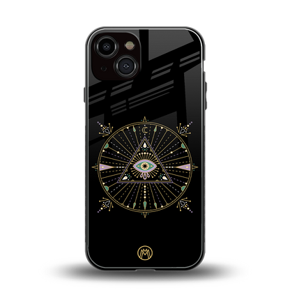 evil eye mandala black back phone cover | glass case for iphone 13