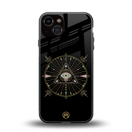 evil eye mandala black back phone cover | glass case for iphone 13