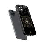 evil eye mandala black back phone cover | glass case for iphone 15 plus