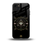 evil eye mandala black back phone cover | glass case for iphone 15