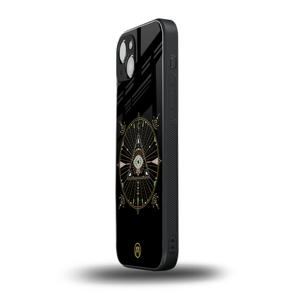 evil eye mandala black back phone cover | glass case for iphone 15