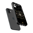 evil eye mandala black back phone cover | glass case for iphone 16 plus