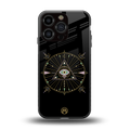 evil eye mandala black back phone cover | glass case for iphone 16 pro