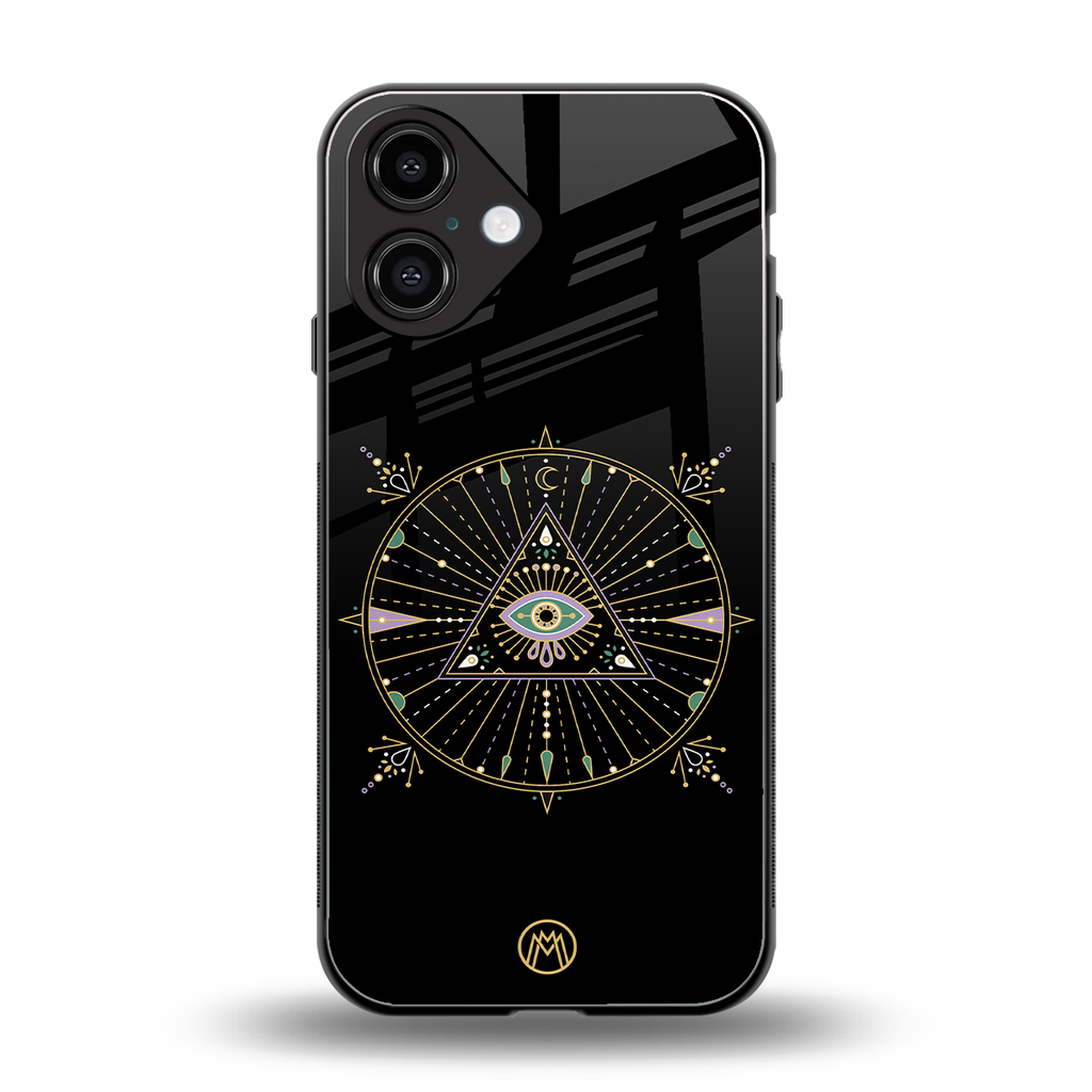 evil eye mandala black back phone cover | glass case for iphone 16