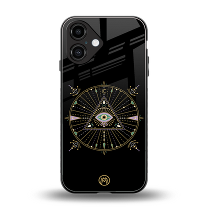evil eye mandala black back phone cover | glass case for iphone 16