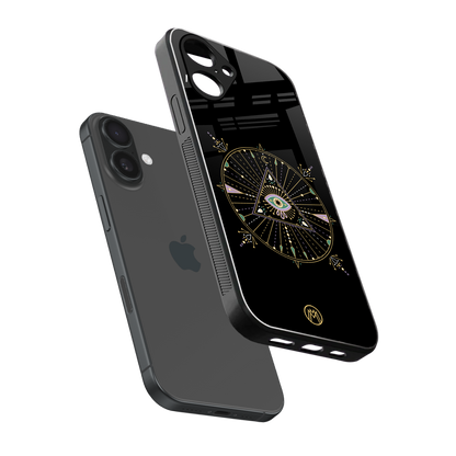 evil eye mandala black back phone cover | glass case for iphone 16