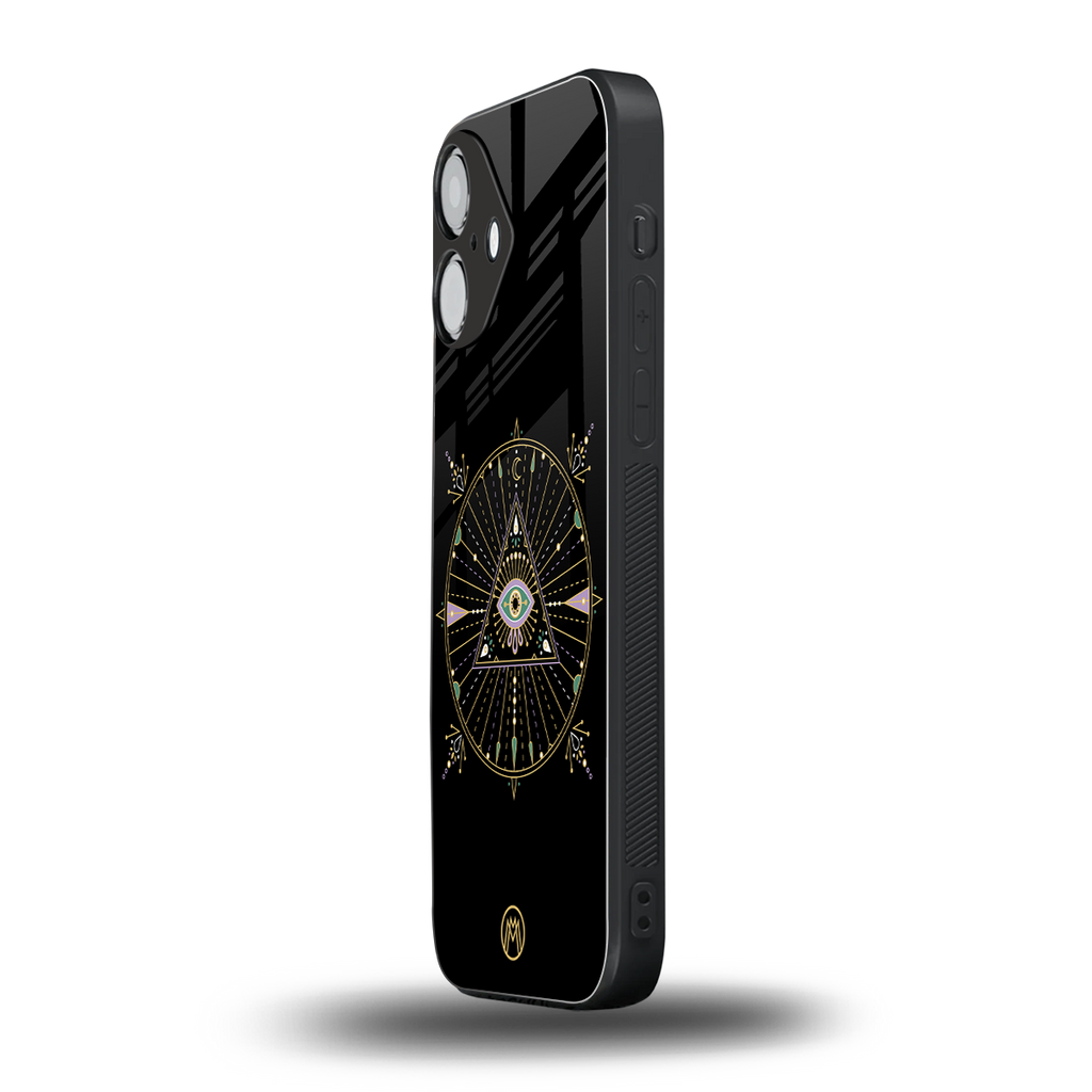 evil eye mandala black back phone cover | glass case for iphone 16