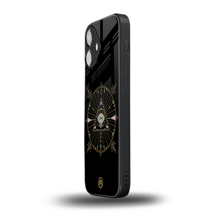 evil eye mandala black back phone cover | glass case for iphone 16