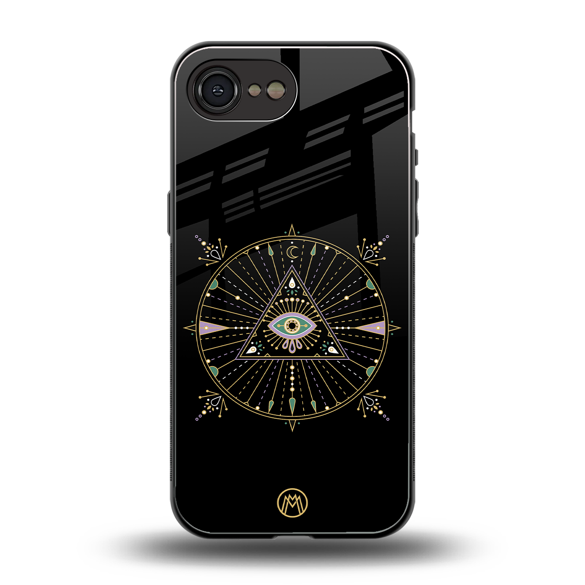 evil eye mandala black back phone cover | glass case for iphone 16e