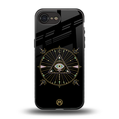 evil eye mandala black back phone cover | glass case for iphone 16e