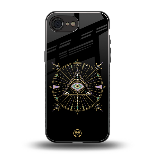 evil eye mandala black back phone cover | glass case for iphone 16e