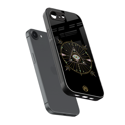 evil eye mandala black back phone cover | glass case for iphone 16e