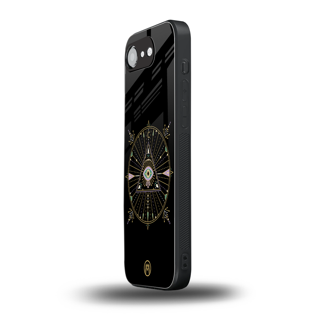 evil eye mandala black back phone cover | glass case for iphone 16e