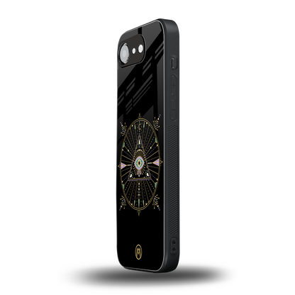 evil eye mandala black back phone cover | glass case for iphone 16e