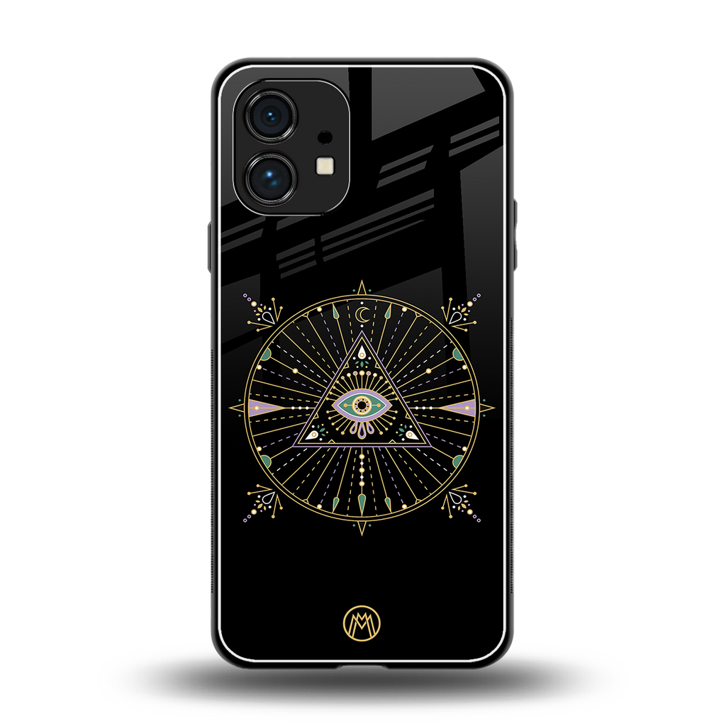evil eye mandala black back phone cover | glass case for nothing phone 1