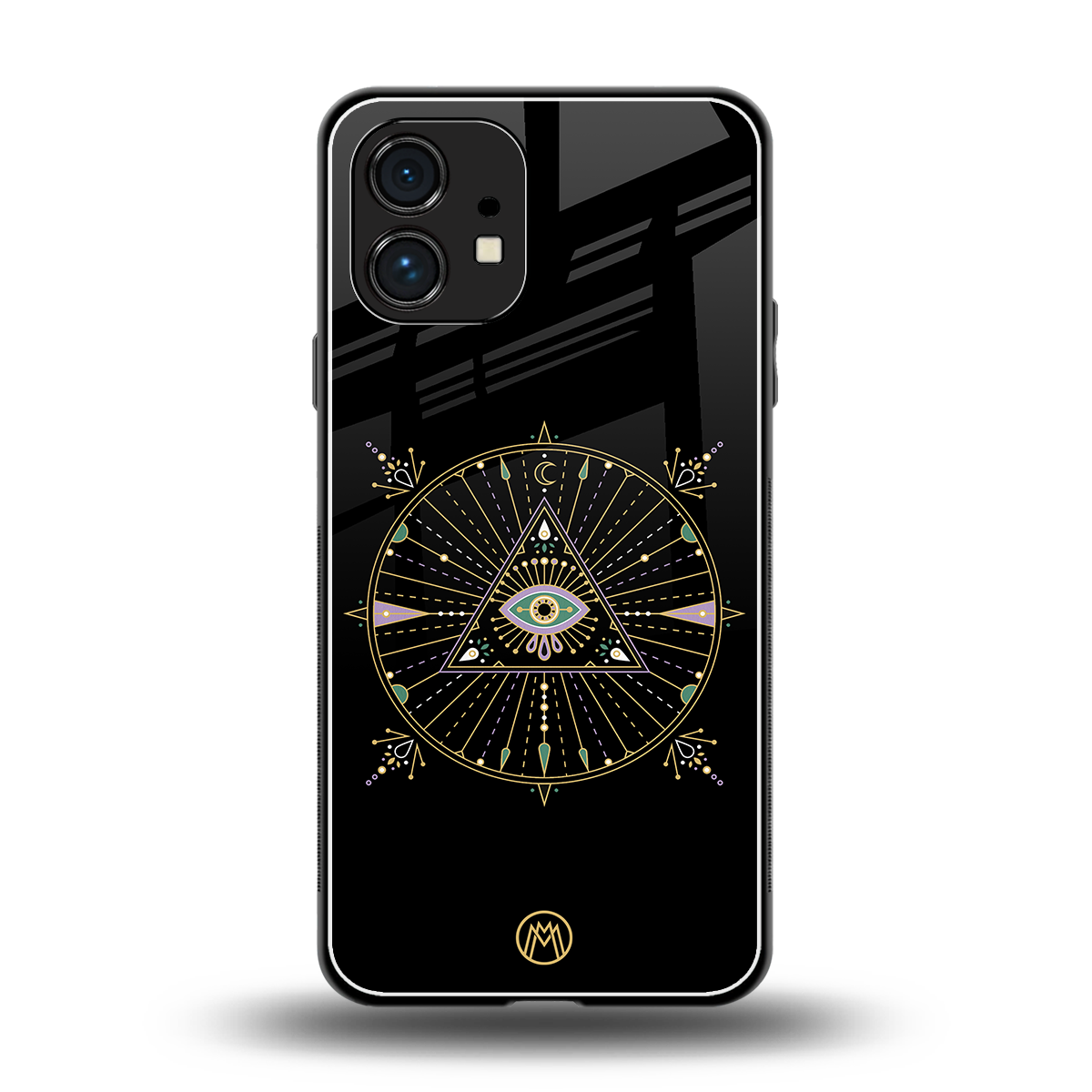 evil eye mandala black back phone cover | glass case for nothing phone 1