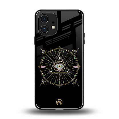 evil eye mandala black back phone cover | glass case for nothing phone 1