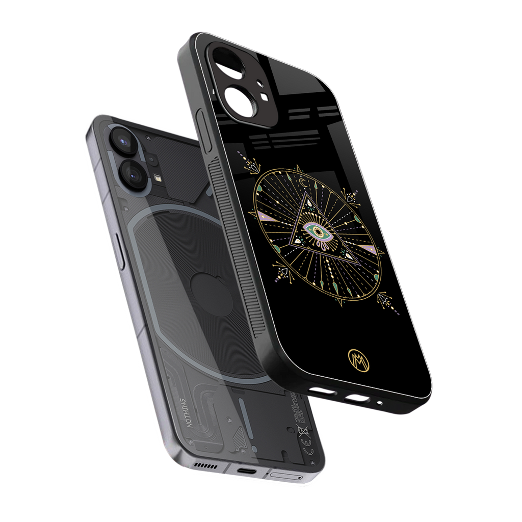 evil eye mandala black back phone cover | glass case for nothing phone 1