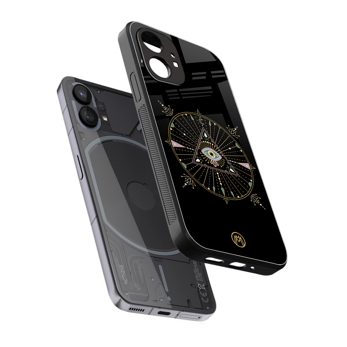 evil eye mandala black back phone cover | glass case for nothing phone 1
