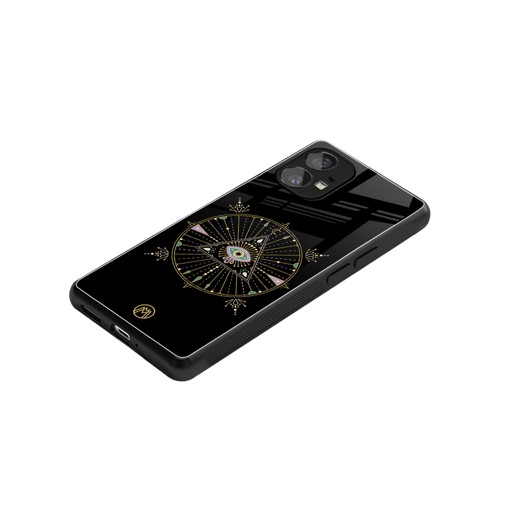 evil eye mandala black back phone cover | glass case for nothing phone 1