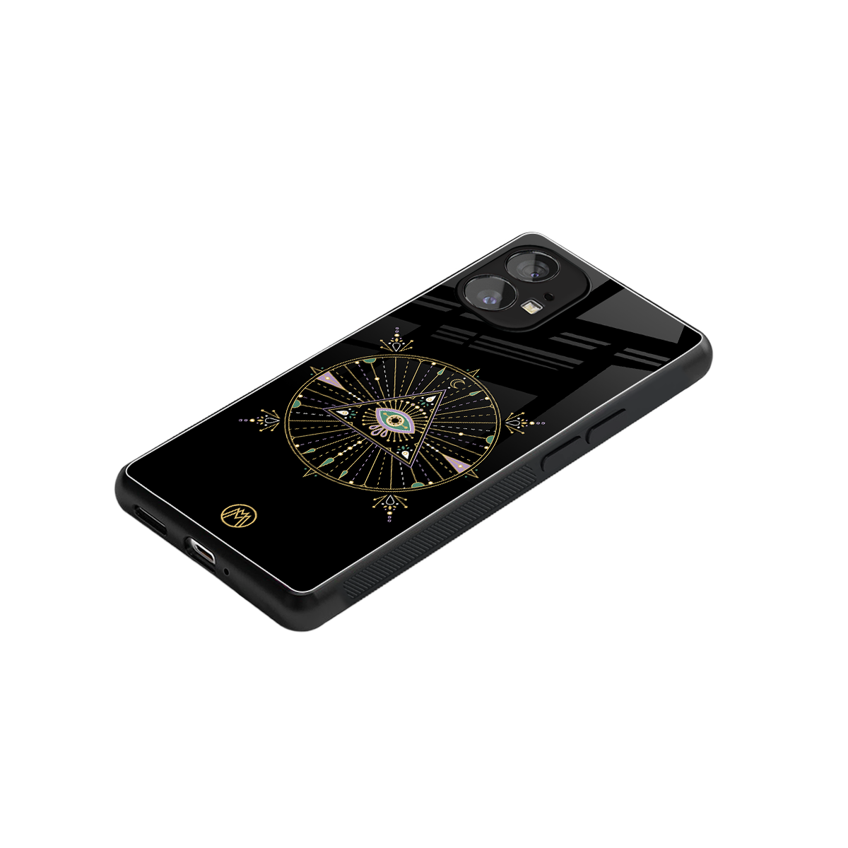 evil eye mandala black back phone cover | glass case for nothing phone 1