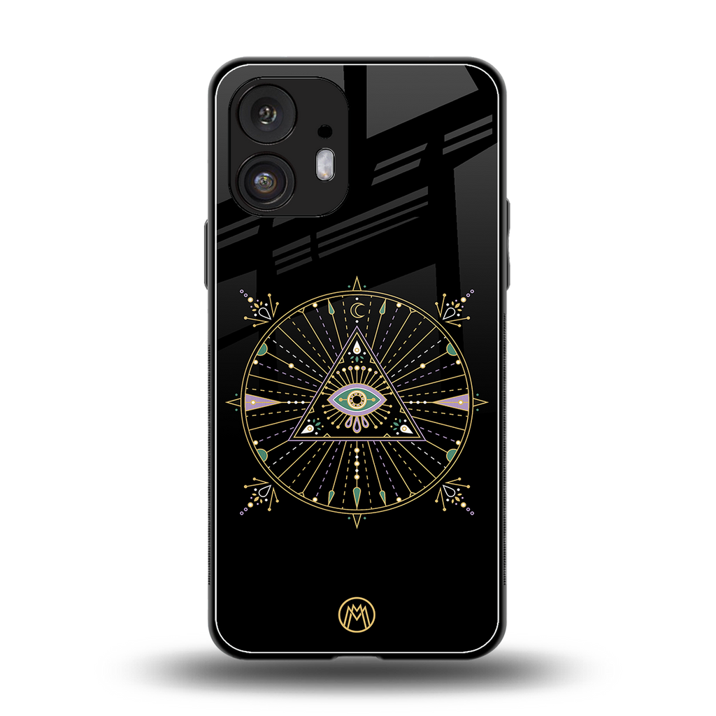 evil eye mandala black back phone cover | glass case for nothing phone 2