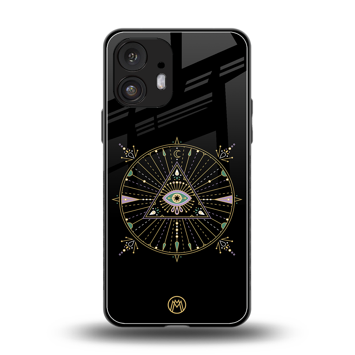 evil eye mandala black back phone cover | glass case for nothing phone 2