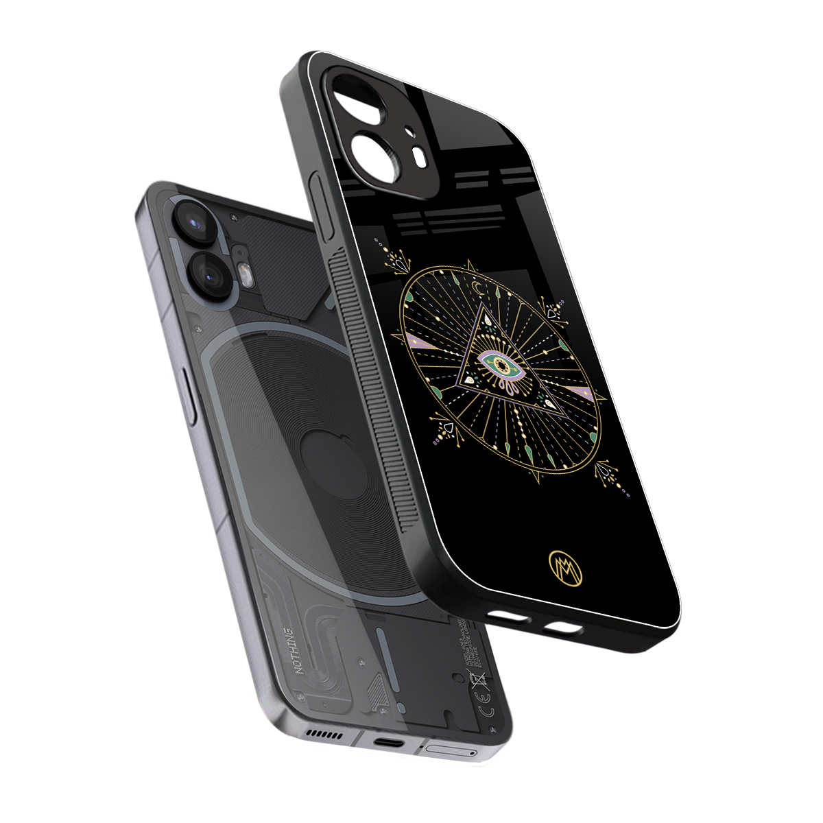 evil eye mandala black back phone cover | glass case for nothing phone 2