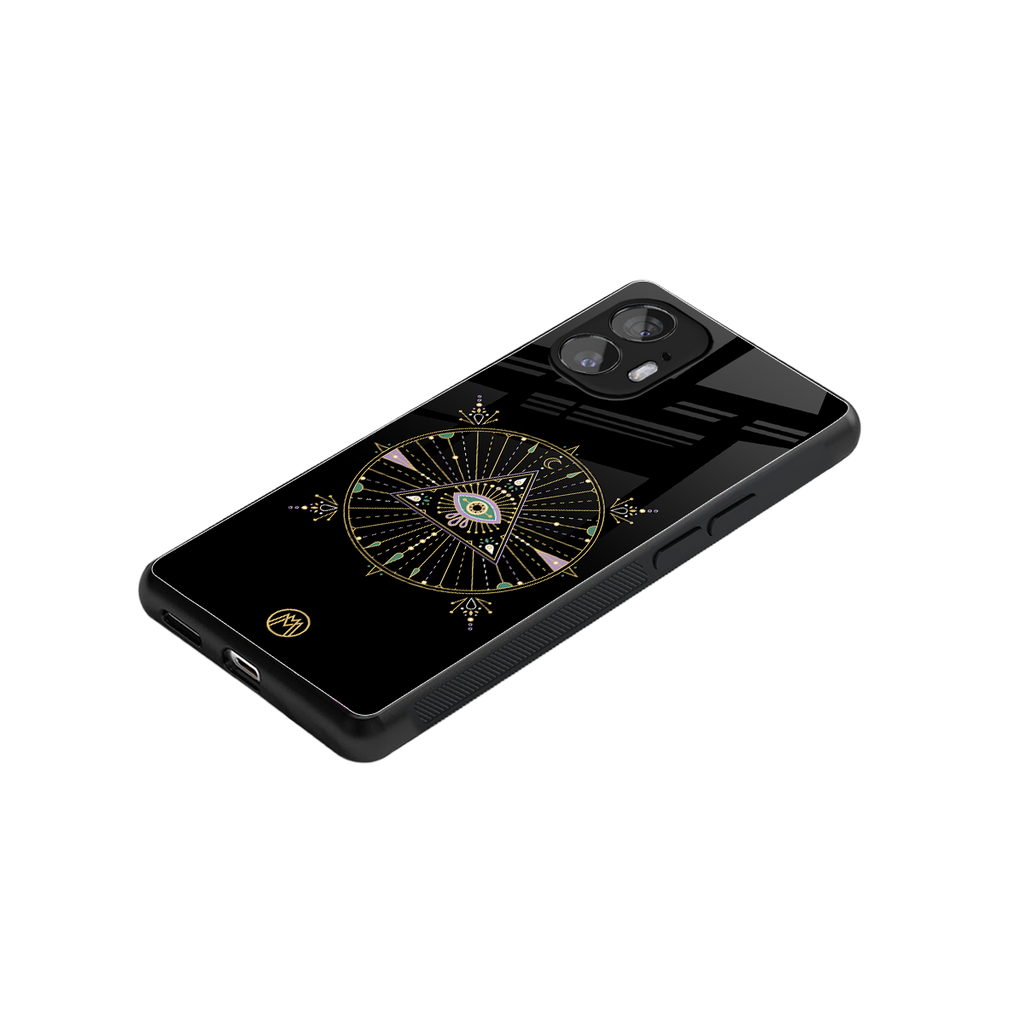 evil eye mandala black back phone cover | glass case for nothing phone 2