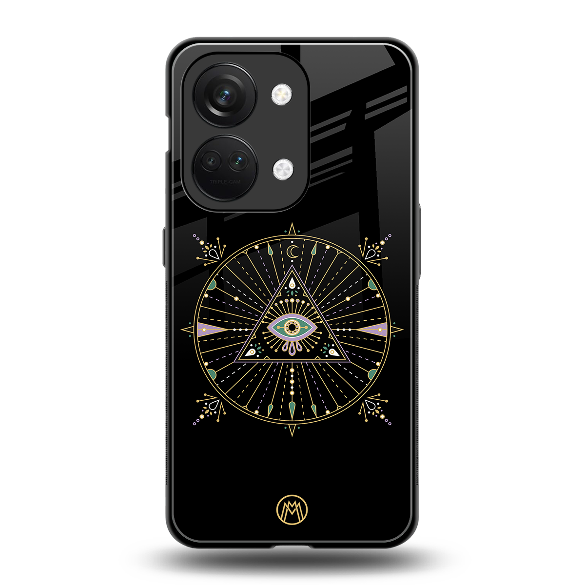 evil eye mandala black back phone cover | glass case for oneplus nord 3