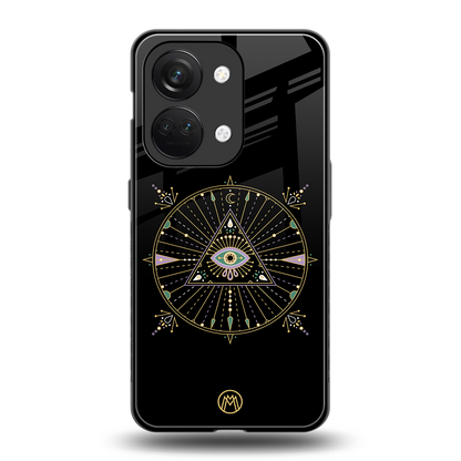 evil eye mandala black back phone cover | glass case for oneplus nord 3