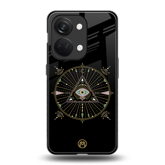 evil eye mandala black back phone cover | glass case for oneplus nord 3